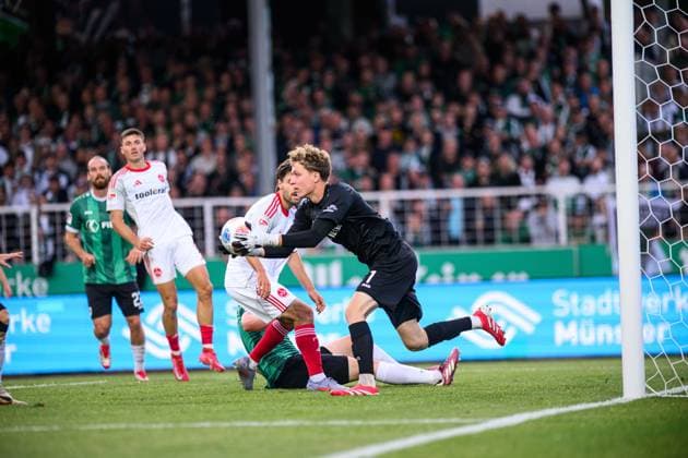 MUNSTER, GERMANY - 22 AUGUST, 2025: Johannes Schenk, The football match of 2.Bundesliga SC Preussen Munster 1. FC Nurnberg at LVM-Preussenstadion  Copyright: xVITALIIxKLIUIEVx