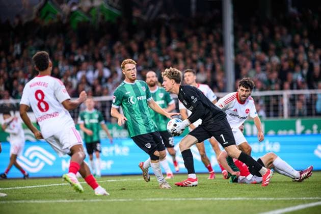 MUNSTER, GERMANY - 22 AUGUST, 2025: Johannes Schenk, The football match of 2.Bundesliga SC Preussen Munster 1. FC Nurnberg at LVM-Preussenstadion  Copyright: xVITALIIxKLIUIEVx