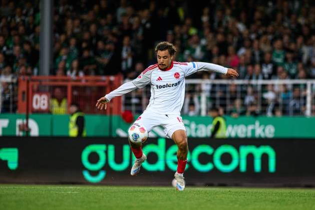 MUNSTER, GERMANY - 22 AUGUST, 2025: Rafael Lubach, goal, The football match of 2.Bundesliga SC Preussen Munster 1. FC Nurnberg at LVM-Preussenstadion  Copyright: xVITALIIxKLIUIEVx