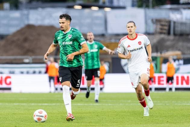 2. Fußball Bundesliga: SC Preußen Münster - 1.FC Nürnberg; 22.08.2025 Yassine Bouchama (SC Preußen Münster, 5) 2. Fußball Bundesliga: SC Preußen Münster - 1.FC Nürnberg; LVM Preußenstadion, Münster; 22.08.2025 DFL regulations prohibit any use of photographs as image sequences and or quasi video.