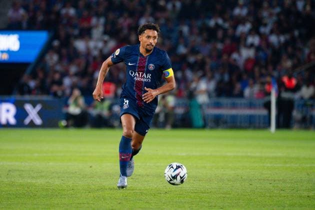 FOOTBALL : PSG vs Angers - Ligue1 - 22 08 2025 Marquinhos ( 5 - PSG ) during the Ligue 1 match between Paris Saint Germain and Angers SCO at Parc Des Princes on August 22 , 2025 in Paris, France. ( Photo by Federico Pestellini PsnewZ ) - ParisFrance  Copyright: xx