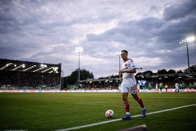 MUNSTER, GERMANY - 22 AUGUST, 2025: Julian Justvan, The football match of 2.Bundesliga SC Preussen Munster 1. FC Nurnberg at LVM-Preussenstadion  Copyright: xVITALIIxKLIUIEVx