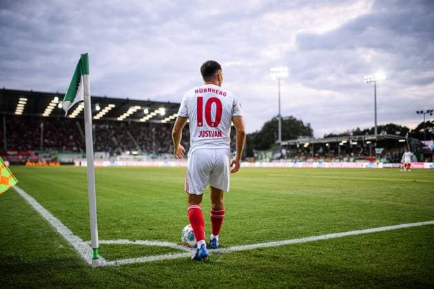 MUNSTER, GERMANY - 22 AUGUST, 2025: Julian Justvan, The football match of 2.Bundesliga SC Preussen Munster 1. FC Nurnberg at LVM-Preussenstadion  Copyright: xVITALIIxKLIUIEVx