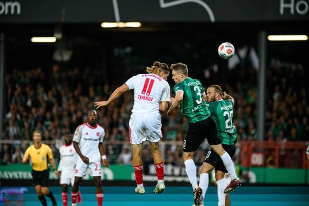 MUNSTER, GERMANY - 22 AUGUST, 2025: Artem Stepanov, The football match of 2.Bundesliga SC Preussen Munster 1. FC Nurnberg at LVM-Preussenstadion  Copyright: xVITALIIxKLIUIEVx