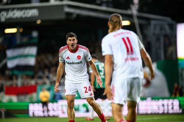 MUNSTER, GERMANY - 22 AUGUST, 2025: Luka Lochoshvili, Artem Stepanov, The football match of 2.Bundesliga SC Preussen Munster 1. FC Nurnberg at LVM-Preussenstadion  Copyright: xVITALIIxKLIUIEVx