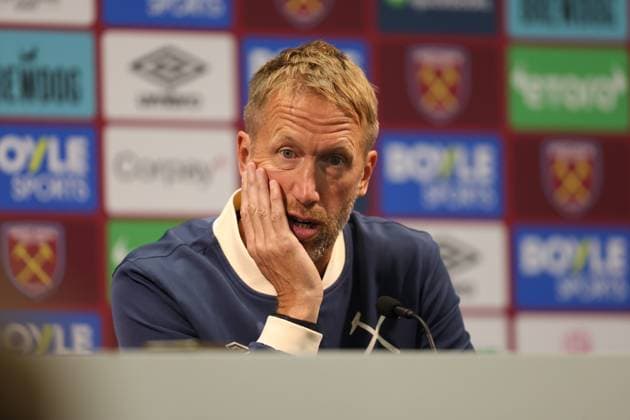 London, England, August 22nd 2025: West Ham United manager Graham Potter gives a post match press conference, PK, Pressekonferenz during the Premier League match between West Ham United and Chelsea at London Stadium in London, England (Photo by Alexander Canillas Sports Press Photo SPP) (Alexander Canillas SPP) Copyright: xAlexanderxCanillas SPPx spp-en-AlCa-9U2A6957