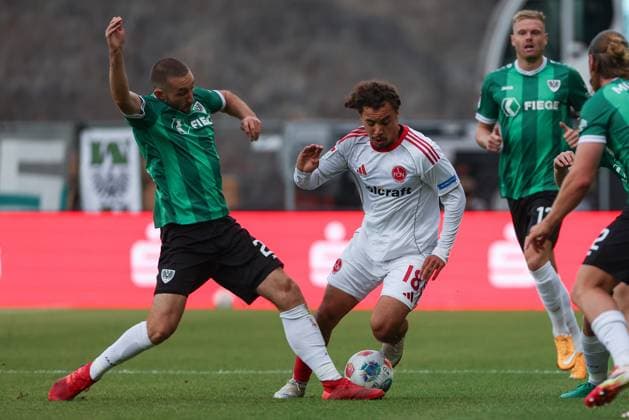 2. Bundesliga - SC Preußen Münster - 1. FC Nürnberg am 22.08.2025 im LVM Preußenstadion in Münster Rafael Lubach (Nuernberg 18)