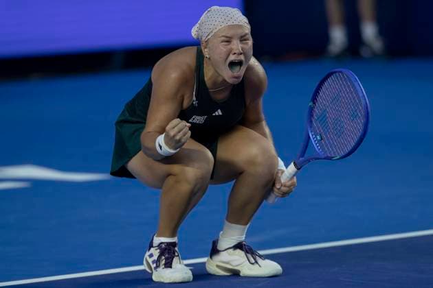 August 22, 2025, Monterrey, Nuevo Leon, Mexico: Diana Shnaider (RUS) celebrates against Alycia Parks (USA) during the semi-finals at the Monterrey Open WTA, Tennis Damen 500. Monterrey Mexico - ZUMAo125 0831208225st Copyright: xAntonioxOjedax