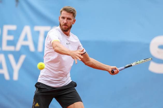 im Bild Cedrik-Marcel Stebe (GER), Cedrik-Marcel Stebe (GER) vs. Alexander Ritschard (SUI), ATP, Tennis Herren Challenger Schwaben Open, Herren, Finale, Einzel, Tennis, 23.08.2025 Augsburg Bayern Deutschland