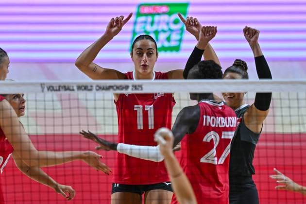 Canada v Bulgaria - FIVB Women s Volleyball World Championship, WM, Weltmeisterschaft NAKHON RATCHASIMA, THAILAND - AUGUST 23: Andrea Mitrovic (11) of Canada in action during the FIVB Women s Volleyball World Championship between Canada and Bulgaria at Korat Chatchai Sports Hall, in Nakhon Ratchasima, Thailand, on August 23, 2025. Mustafa Hatipoglu Anadolu Nakhon Ratchasima Thailand. Editorial use only. Please get in touch for any other usage.  Copyright: x2025xAnadoluxMustafaxHatipoglux