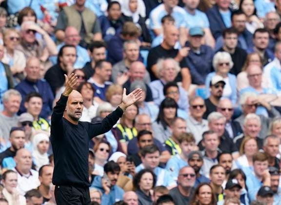 Manchester, England, 23rd August 2025. Josep Guardiola coach of Manchester City during the Manchester City vs Tottenham Hotspur Premier League match at the Etihad Stadium, Manchester. Picture credit should read: Andrew Yates Sportimage EDITORIAL USE ONLY. No use with unauthorised audio, video, data, fixture lists, club league logos or live services. Online in-match use limited to 120 images, no video emulation. No use in betting, games or single club league player publications. SPI_003_AY_MAN_CITY_SPURS SPI-4081-0003