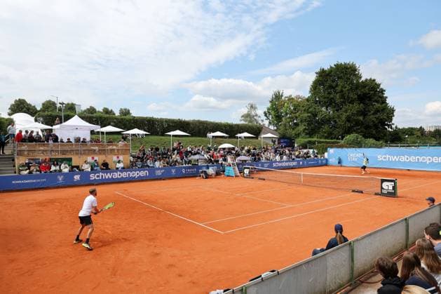 viele Zuschauer beim Finale, Cedrik-Marcel Stebe (GER) vs. Alexander Ritschard (SUI), ATP, Tennis Herren Challenger Schwaben Open, Herren, Finale, Einzel, Tennis, 23.08.2025 Augsburg Bayern Deutschland