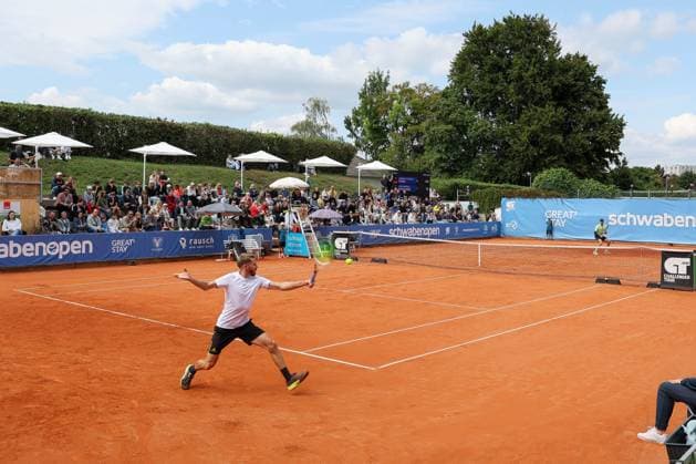 viele Zuschauer beim Finale, Cedrik-Marcel Stebe (GER) vs. Alexander Ritschard (SUI), ATP, Tennis Herren Challenger Schwaben Open, Herren, Finale, Einzel, Tennis, 23.08.2025 Augsburg Bayern Deutschland