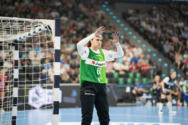 HSG Blomberg-Lippe (GER) vs. Thueringer HC (GER), Handball, 1. Handball Bundesliga Frauen, Supercup, Saison 2025 2026, Muenchen, 23.08.2025 Nicole Roth (HSG Blomberg-Lippe, 61) in der Verteidigung Muenchen SAP Garden Deutschland
