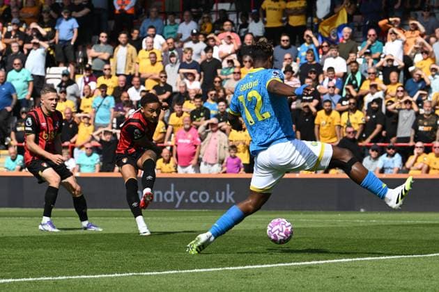 Bournemouth v Wolverhampton Wanderers Premier League 23 08 2025. Goal 1-0 - Marcus Tavernier (16) of AFC Bournemouth scores the opening goal during the Premier League match between Bournemouth and Wolverhampton Wanderers at the Vitality Stadium, Bournemouth, England on 23 August 2025. Bournemouth Vitality Stadium Dorset England Editorial use only DataCo restrictions apply See www.football-dataco.com , Copyright: xGrahamxHuntx PSI-22680-0026