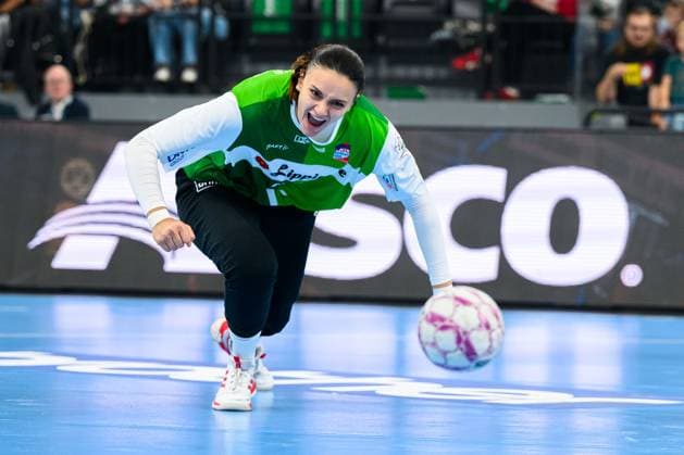 Muenchen: HBF Super Cup 2025 - HSG Blomberg-Lippe - Thueringer HC Torhueterin Nicole Roth (Blomberg) Jubel Freude Emotion Muenchen SAP Garden Bayern Deutschland