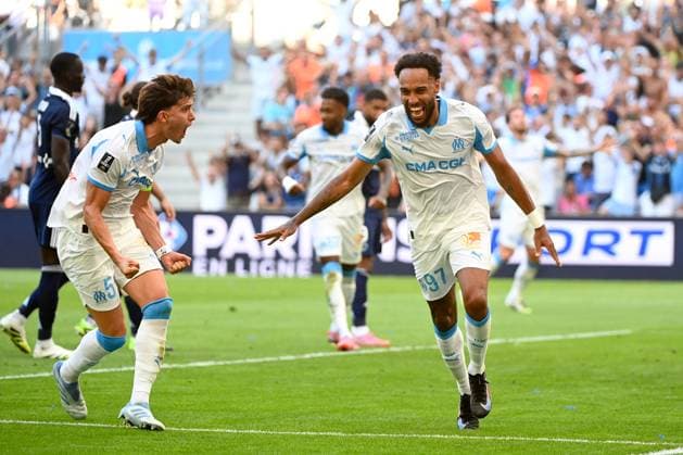 Olympique de Marseille v Paris FC - Ligue 1 McDonald s 2025 2026 05 Leonardo Julian BALERDI ROSA (om) - 97 Pierre-Emerick AUBAMEYANG (om) during the Ligue 1 McDonald s match between Olympique de Marseille and Paris FC at Stade Velodrome on August 23, 2025 in Marseille, France. Marseille France  Copyright: xFEPx 776348108