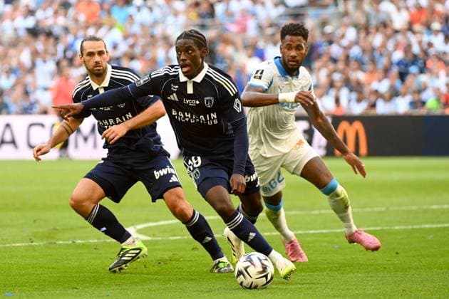Olympique de Marseille v Paris FC - Ligue 1 McDonald s 2025 2026 04 Vincent MARCHETTI (pfc) - 19 Nhoa SANGUI (pfc) during the Ligue 1 McDonald s match between Olympique de Marseille and Paris FC at Stade Velodrome on August 23, 2025 in Marseille, France. Marseille France  Copyright: xFEPx 776348108