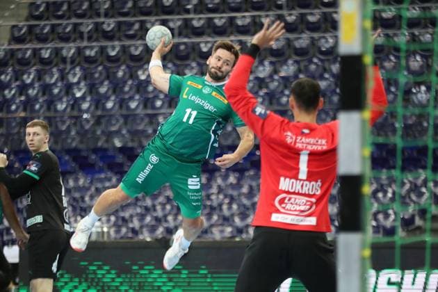 Handball-Testspiel: SC DHfK Leipzig vs. HC Banik Karvina, 23.08.25 Lukas Binder (11, SC DHfK Leipzig). Handball, DAIKIN HBL, Saison 2025 2026, Testspiel: SC DHfK Leipzig vs. HC Banik Karvina am 23.08.25 in der Quarterback Immobilien Arena Leipzig. Copyright: xBEAUTIFULxSPORTS JanxKaeferx