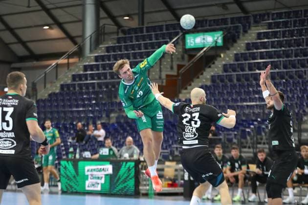 Handball-Testspiel: SC DHfK Leipzig vs. HC Banik Karvina, 23.08.25 Franz Semper (32, SC DHfK Leipzig). Handball, DAIKIN HBL, Saison 2025 2026, Testspiel: SC DHfK Leipzig vs. HC Banik Karvina am 23.08.25 in der Quarterback Immobilien Arena Leipzig. Copyright: xBEAUTIFULxSPORTS JanxKaeferx