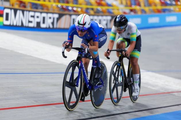 2025 UCI Junior Track World Championships Picture by Alex Whitehead SWpix.com - 23 08 2025 - Cycling - 2025 UCI Junior Track World Championships - Omnisport, Apeldoorn, Netherlands - Women Points Race Final - Linda Sanarini (Italy) Copyright: x xSWpix.comx(t axPhotographyxHubxLtd)xAlexxWhitehead SWpix.comx SWP-3030-0963