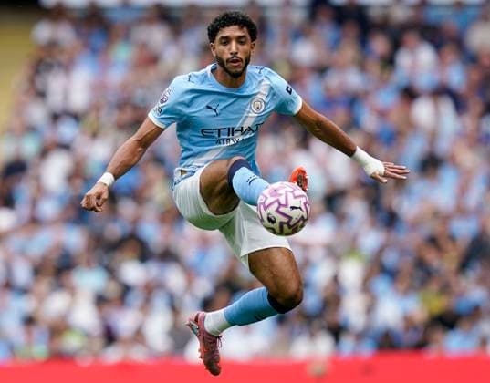 Manchester, England, 23rd August 2025. Omar Marmoush of Manchester City during the Manchester City vs Tottenham Hotspur Premier League match at the Etihad Stadium, Manchester. Picture credit should read: Andrew Yates Sportimage EDITORIAL USE ONLY. No use with unauthorised audio, video, data, fixture lists, club league logos or live services. Online in-match use limited to 120 images, no video emulation. No use in betting, games or single club league player publications. SPI_083_AY_MAN_CITY_SPURS SPI-4081-0076
