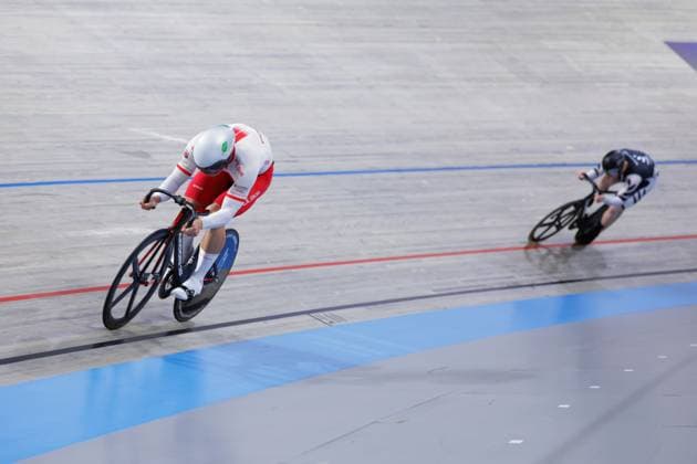 2025 UCI Junior Track World Championships Picture by Alex Whitehead SWpix.com - 23 08 2025 - Cycling - 2025 UCI Junior Track World Championships - Omnisport, Apeldoorn, Netherlands - Men Sprint Final for Bronze - Tomasz Lamaszewski (Poland) Copyright: x xSWpix.comx(t axPhotographyxHubxLtd)xAlexxWhitehead SWpix.comx SWP-3030-1013