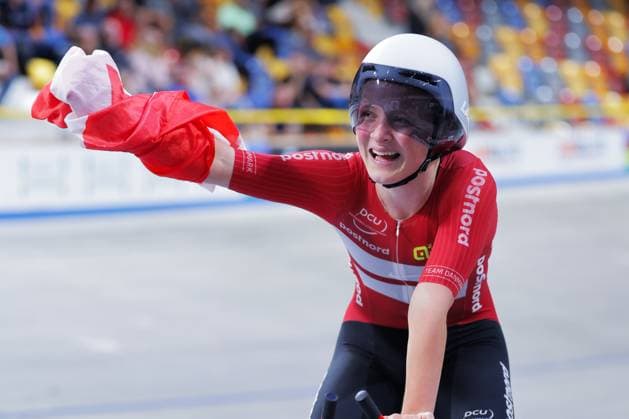 2025 UCI Junior Track World Championships Picture by Alex Whitehead SWpix.com - 23 08 2025 - Cycling - 2025 UCI Junior Track World Championships - Omnisport, Apeldoorn, Netherlands - Women Pursuit Final for Gold - Ida Fialla (Denmark) wins the Women Pursuit Final for Gold Copyright: x xSWpix.comx(t axPhotographyxHubxLtd)xAlexxWhitehead SWpix.comx SWP-3030-1002
