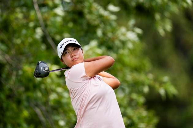August 23, 2025, Mississauga, On, CANADA: Monet Chun tees off on the second hole during the third round of the CPKC WomenöÄÃ s Open at the Mississauga Golf and Country Club in Mississauga, Ont., Saturday, Aug. 23, 2025. Monet Chun  - ZUMAc35_ 20250823_zaf_c35_002 Copyright: xThomasxSkrljx