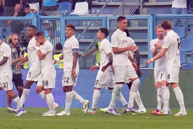 REGGIO EMILIA, ITALY: Kevin De Bruyne of SSC Napoli celebrates during the Serie A match between Sassuolo and SSC Napoli in Reggio Emilia, Italy. Copyright: xFOTOAGENZIAx
