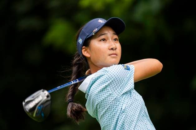 August 23, 2025, Mississauga, On, CANADA: Aphrodite Deng tees off on the fifth hole during the third round of the CPKC WomenöÄÃ s Open at the Mississauga Golf and Country Club in Mississauga, Ont., Saturday, Aug. 23, 2025. Aphrodite Den  - ZUMAc35_ 20250823_zaf_c35_023 Copyright: xThomasxSkrljx