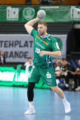 Handball-Testspiel: SC DHfK Leipzig vs. HC Banik Karvina, 23.08.25 William Bogojevic (20, SC DHfK Leipzig). Handball, DAIKIN HBL, Saison 2025 2026, Testspiel: SC DHfK Leipzig vs. HC Banik Karvina am 23.08.25 in der Quarterback Immobilien Arena Leipzig. Copyright: xBEAUTIFULxSPORTS JanxKaeferx