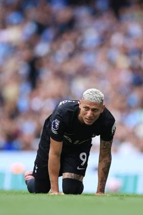 Football - Premier League - Manchester City v Tottenham Hotspur 23rd August 2025 - Premier League - Manchester City v Tottenham Hotspur - Richarlison of Tottenham Hotspur looks dejected - Photo: Simon Stacpoole Offside. Manchester UK Copyright: xSimonxStacpoolexOffside