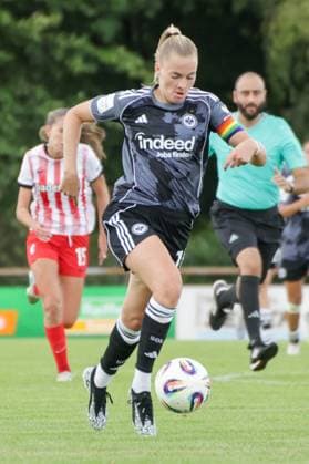24.08.2025, xgrfx, Fussball Testspiel , SC Freiburg Frauen - Eintracht Frankfurt Frauen v.l. Laura Freigang (Eintracht Frankfurt) (DFL DFB REGULATIONS PROHIBIT ANY USE OF PHOTOGRAPHS as IMAGE SEQUENCES and or QUASI-VIDEO) Freiburg