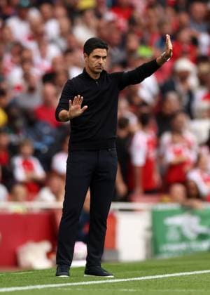 London, England, 23rd August 2025. Mikel Arteta manager of Arsenal during the Arsenal vs Leeds United Premier League match at the Emirates Stadium, London. Picture credit should read: David Klein Sportimage EDITORIAL USE ONLY. No use with unauthorised audio, video, data, fixture lists, club league logos or live services. Online in-match use limited to 120 images, no video emulation. No use in betting, games or single club league player publications. SPI_111_DK_Arsenal_Leeds SPI-4090-0128