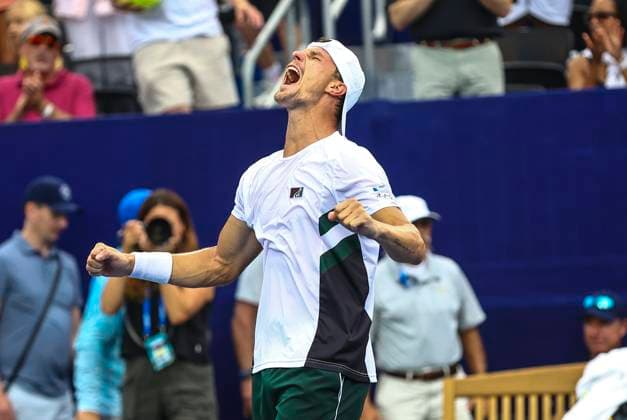 August 23, 2025: Marton Fucsovics wins Winston Salem Open. Winston-Salem Open Finals (Marton Fucsovics and Botic Van De Zandschulp) , ATP, Tennis Herren Tour, Wake Forest Tennis Complex, Winston Salem, North Carolina. . CSM Winston Salem United States of America - ZUMAc04_ 20250823_zma_c04_060 Copyright: xDavidxBeachx