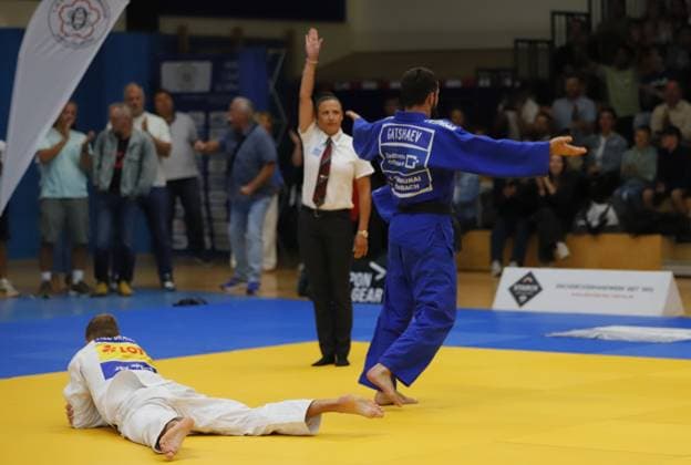 23.08.2025 xhpx Offenbach am Main 1. Judo Bundesliga 1 JC Samurai Offenbach gegen JSV Speyer Alash Gatschaev (Samurai) gegen Till Braunbach (Speyer)