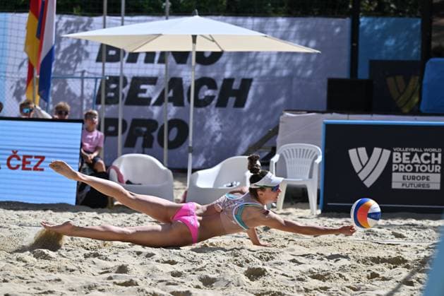 Michaela Brinkova (Czechia) in action during the Brno Beach Pro, Beach volleyball, Beachvolleyball tournament of Futures category in Brno, Czech Republic, August 24, 2025. (CTKxPhoto VaclavxSalek) CTKPhotoP2025082402759  CTKPhotoP2025082402759