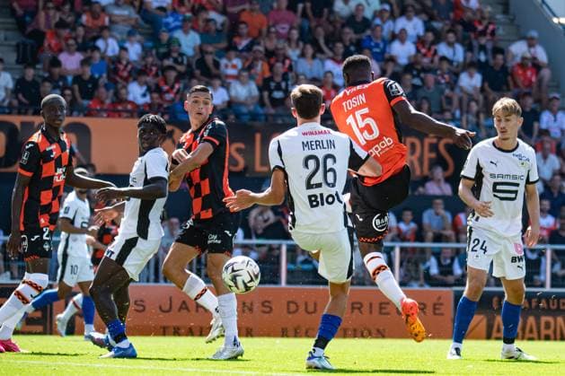 FOOTBALL : FC Lorient vs Stade Rennais - Ligue 1 - JournÃ e 2 - 24 08 2025 But de Aiyegun Tosin (FC Lorient) LorientFrance  Copyright: xBaptistexAutissierx