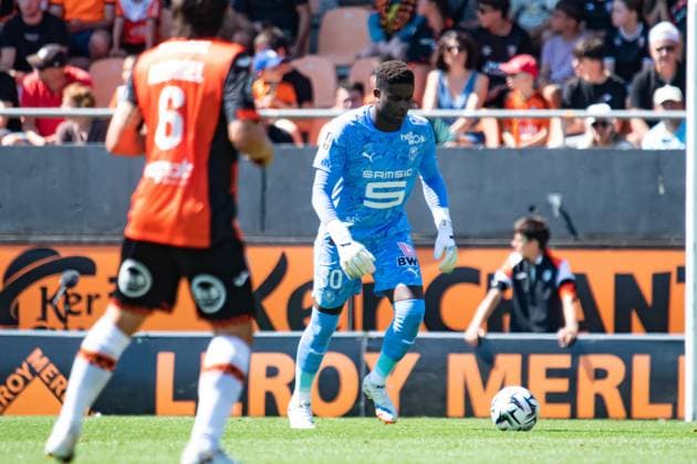 FOOTBALL : FC Lorient vs Stade Rennais - Ligue 1 - JournÃ e 2 - 24 08 2025 Brice Samba (Stade Rennais) LorientFrance  Copyright: xBaptistexAutissierx