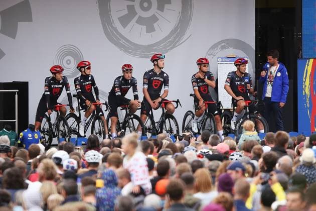 Halle (Saale), Sachsen-Anhalt, Deutschland, 24.08.2025: Marktplatz: Lidl Deutschland Tour 2025 - 4. Etappe: Halle (Saale) - Magdeburg: Tudor Pro Cycling Team Copyright: xdtsxNachrichtenagenturx dts_78688