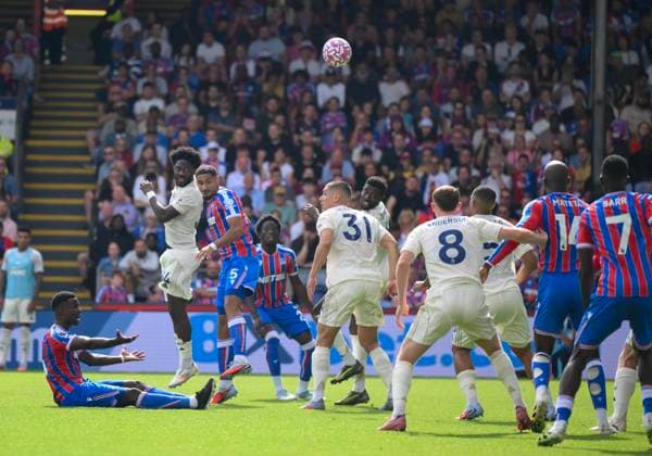 Crystal Palace v Nottingham Forest Premier League Maxence Lacroix of Crystal Palace heads the ball on from a corner Nottingham Forest during the Premier League match at Selhurst Park, London UK Newspapers OUT Copyright: xMalcolmxFellx FIL-22139-0028