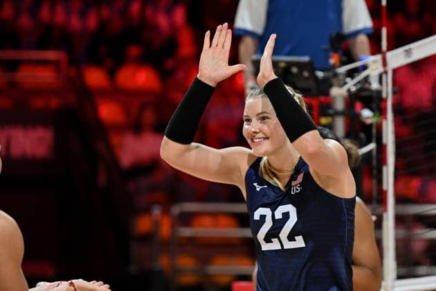 Volleyball, Frauen, WM, USA - Argentinien USA v Argentina - FIVB Women s Volleyball World Championship, WM, Weltmeisterschaft NAKHON RATCHASIMA, THAILAND - AUGUST 24: Sarah Franklin (22) of USA during FIVB Women s Volleyball World Championship match between USA and Argentina at Korat Chatchai Hall in Nakhon Ratchasima, Thailand on August 24, 2025. Mustafa Hatipoglu Anadolu Nakhon Ratchasima Thailand. Editorial use only. Please get in touch for any other usage.  Copyright: x2025xAnadoluxMustafaxHatipoglux