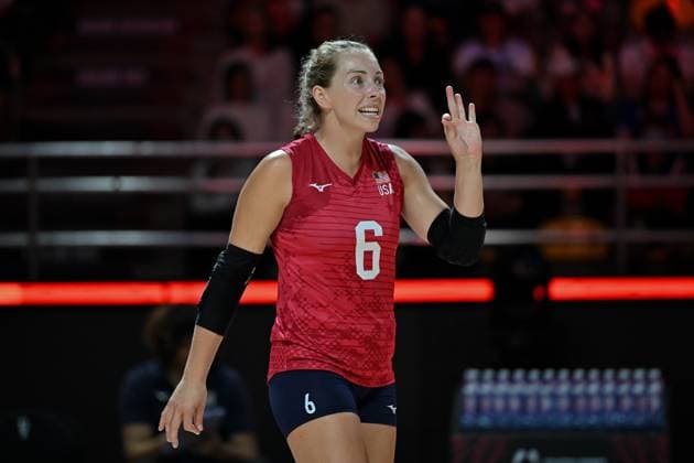 Volleyball, Frauen, WM, USA - Argentinien USA v Argentina - FIVB Women s Volleyball World Championship, WM, Weltmeisterschaft NAKHON RATCHASIMA, THAILAND - AUGUST 24: Morgan Hentz (6) of USA during FIVB Women s Volleyball World Championship match between USA and Argentina at Korat Chatchai Hall in Nakhon Ratchasima, Thailand on August 24, 2025. Mustafa Hatipoglu Anadolu Nakhon Ratchasima Thailand. Editorial use only. Please get in touch for any other usage.  Copyright: x2025xAnadoluxMustafaxHatipoglux