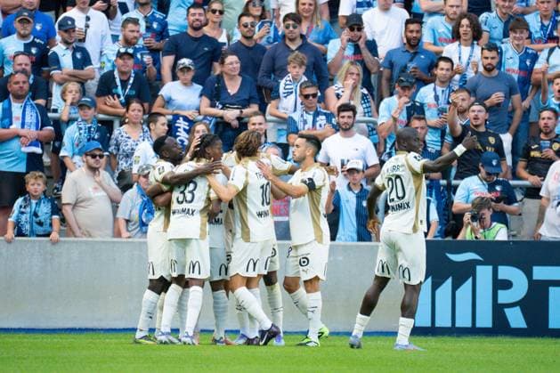 FOOTBALL : Le Havre vs Lens - Ligue 1 - 24 08 2025 Wesley Said ( 22 - Lens ) celebrates with teammates during the Ligue 1 match between Havre AC and RC Lens at Stade Oceane on August 24, 2025 in Le Havre, France. ( Photo by Federico Pestellini PsnewZ ) - Le HavreFrance  Copyright: xFedericoxPestellinix