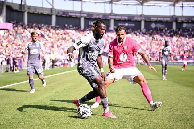 Toulouse FC v Stade Brestois 29 - Ligue 1 McDonald s 2025 2026 17 Mama BALDE (sb29) - 15 Aron Leonard DONNUM (tfc) during the Ligue 1 McDonald s match between Toulouse FC and Stade Brestois 29 at Stadium de Toulouse on August 24, 2025 in Toulouse, France. Toulouse France  Copyright: xFEPx 776348105