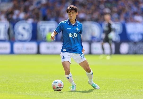 24.08.2025, xdcx, Fussball 2. Bundesliga, SV Darmstadt 98 - Hertha BSC Berlin, emonline, emspor, despor, v.l., Hiroki Akiyama (SV Darmstadt 98) DFL DFB REGULATIONS PROHIBIT ANY USE OF PHOTOGRAPHS AS IMAGE SEQUENCES AND OR QUASI-VIDEO. Copyright: HMBxMedia Claus
