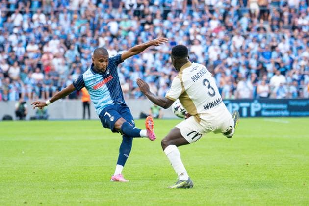 FOOTBALL : Le Havre vs Lens - Ligue 1 - 24 08 2025 Loic NEGO ( 7 - Le Havre ) and Deiver Machado ( 3 - Lens ) during the Ligue 1 match between Havre AC and RC Lens at Stade Oceane on August 24, 2025 in Le Havre, France. ( Photo by Federico Pestellini PsnewZ ) - Le HavreFrance  Copyright: xFedericoxPestellinix