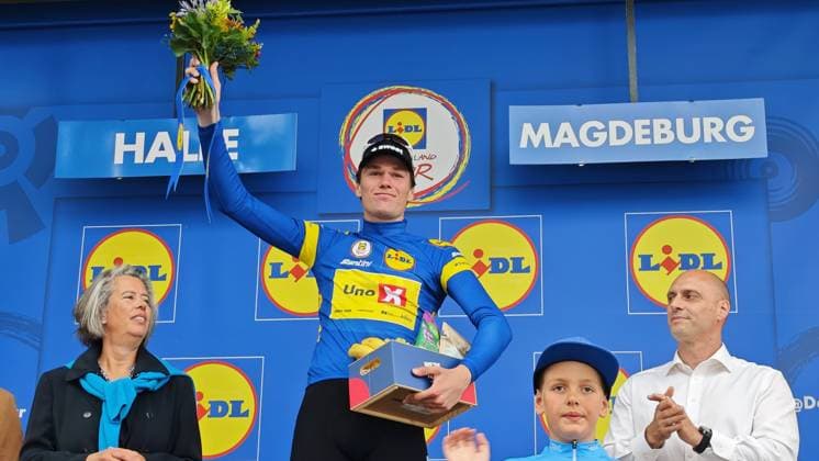 24.08.2025 xkhx Lidl Deutschland Tour 2025 - Ziel Magdeburg Gesamtsieger Sören Waerenskjold vom Team Uno-X Mobility