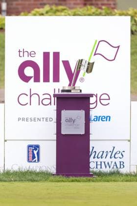The Ally Challenge GRAND BLANC,MICHIGAN-AUGUST 24: The Ally Challenge Champion Trophy is displayed at the 1st tee during the final round of The Ally Challenge presented by McLaren at Warwick Hills Golf & Country Club, Grand Blanc, MI, USA Sunday, August 24, 2025. Grand Blanc Michigan United States  Copyright: xAmyxLemusx originalFilename:lemus-theallyc250824_npsPV.jpg